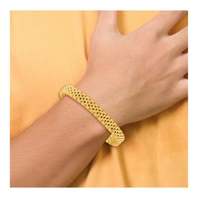 14K Yellow Gold 10mm Fancy Link Chain Bracelet – view 7