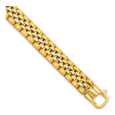 14K Yellow Gold 10mm Fancy Link Chain Bracelet