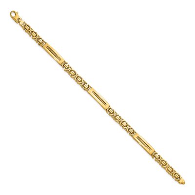 14K Yellow Gold 6mm Fancy Bar Link Chain Bracelet – view 4