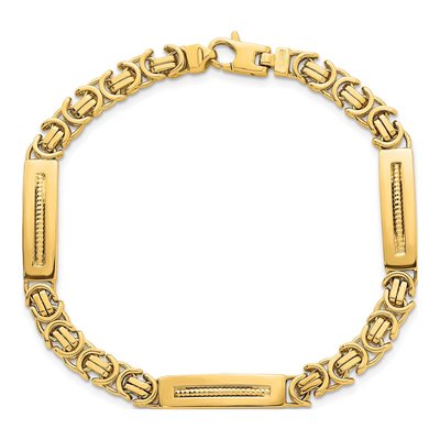 14K Yellow Gold 6mm Fancy Bar Link Chain Bracelet – view 6