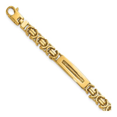 14K Yellow Gold 6mm Fancy Bar Link Chain Bracelet
