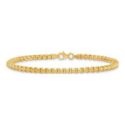 14K Yellow Gold 3.55mm Rounded Box Chain Bracelet – view 4