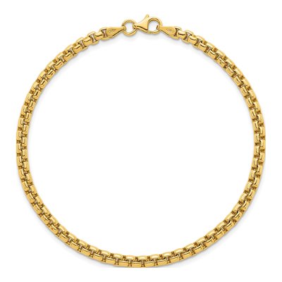 14K Yellow Gold 3.55mm Rounded Box Chain Bracelet – view 5