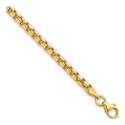 14K Yellow Gold 3.55mm Rounded Box Chain Bracelet