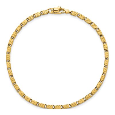 14K Yellow Gold 2.6mm Chevron Link Chain Bracelet – view 5