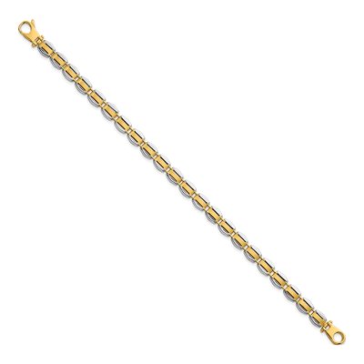 14K Two-Tone Gold 6.65mm Fancy Link Chain Bracelet – view 3