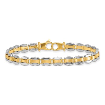 14K Two-Tone Gold 6.65mm Fancy Link Chain Bracelet – view 4