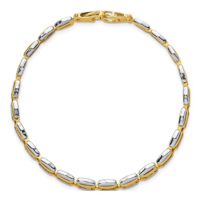 14K Two-Tone Gold 6.65mm Fancy Link Chain Bracelet – view 5