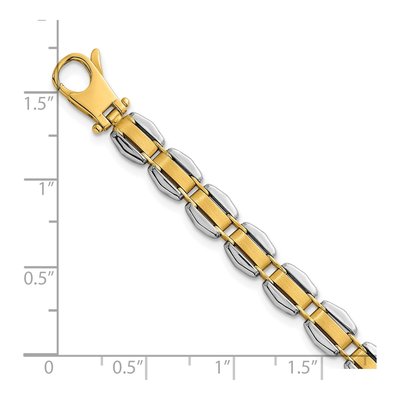 14K Two-Tone Gold 6.65mm Fancy Link Chain Bracelet – view 6