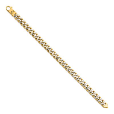 14K Yellow Gold 8.65mm Pave Flat Curb Chain Bracelet – view 3