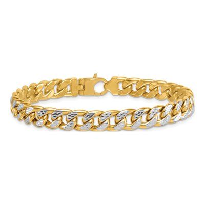 14K Yellow Gold 8.65mm Pave Flat Curb Chain Bracelet – view 4