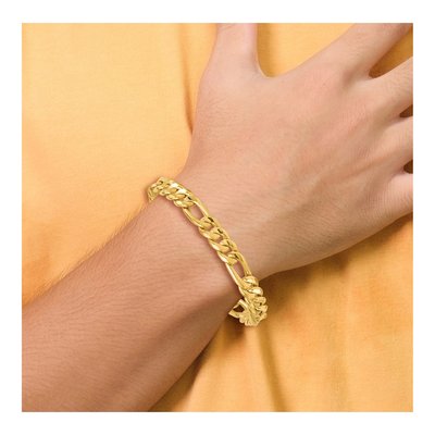 14K Yellow Gold 8.5mm Flat Figaro Chain Bracelet – view 7