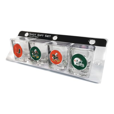 University of Miami NCAA 4-Piece Shot Glass Set