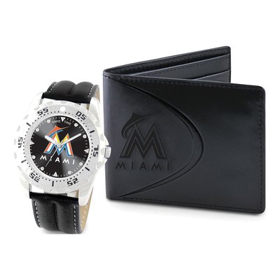 Men's Miami Marlins Watch & Wallet Gift Set