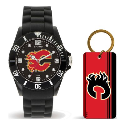 NHL Calgary Flames Men's Watch & Key Ring Gift Set
