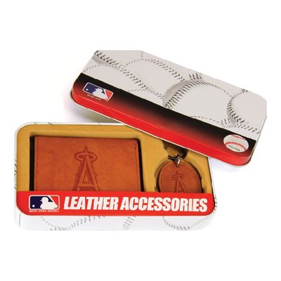 MLB Los Angeles Angels Leather Wallet & Keyring Set