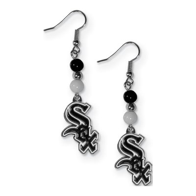 Chicago White Sox Fan Bead Dangle Earrings