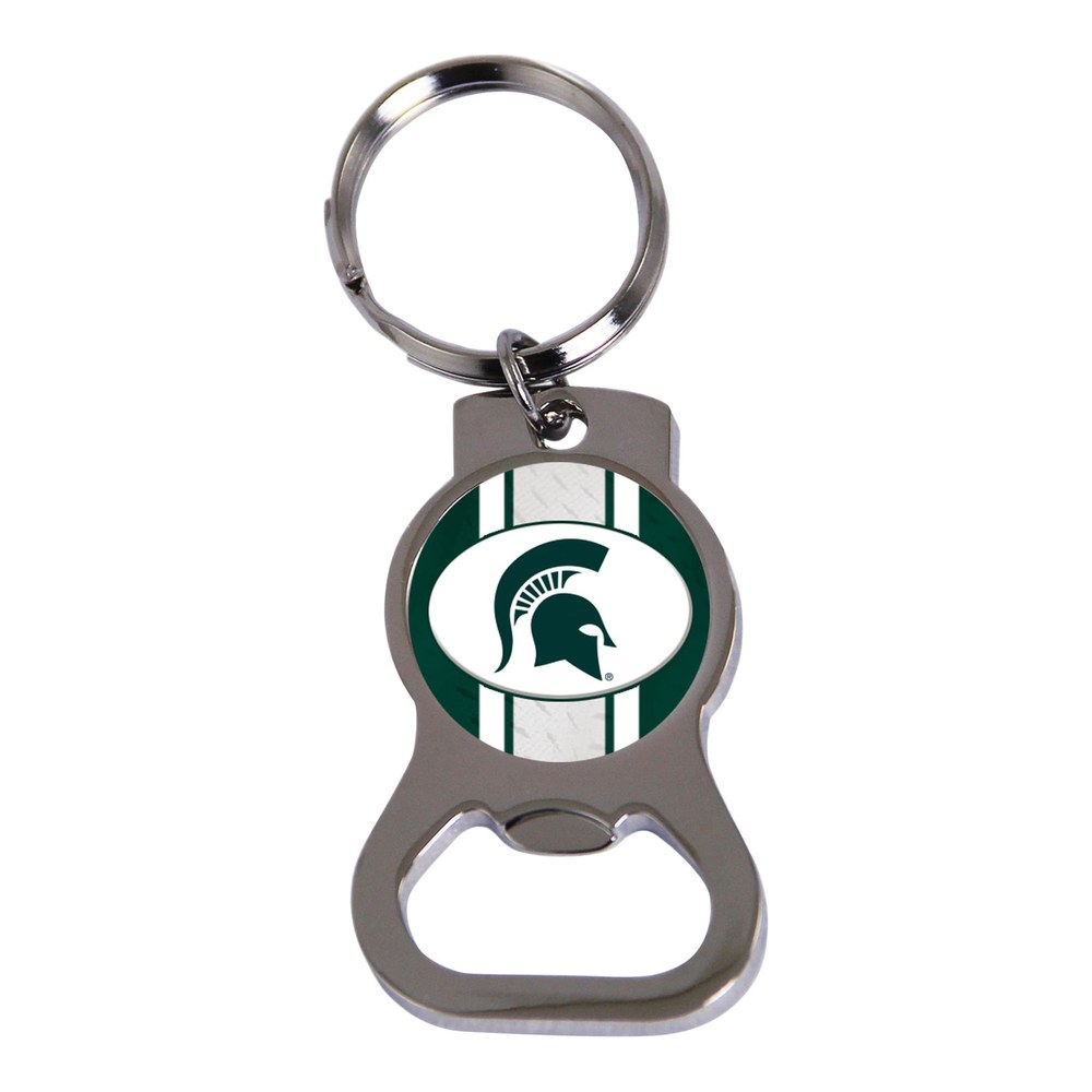 Michigan State Silver-tone Bottle Opener Key Ring