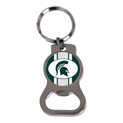 Michigan State Silver-tone Bottle Opener Key Ring