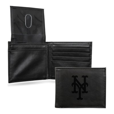 New York Mets Black Faux Leather Bi-Fold Wallet