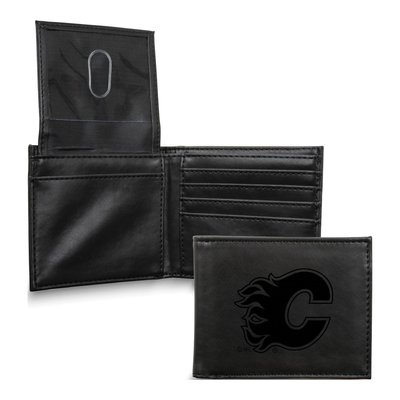 Calgary Flames Black Faux Leather Bi-Fold Wallet