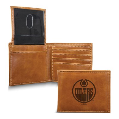 Edmonton Oilers Brown Faux Leather Bi-Fold Wallet
