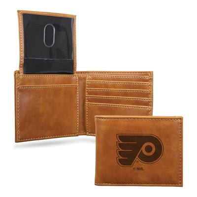 Philadelphia Flyers Brown Faux Leather Bi-Fold Wallet