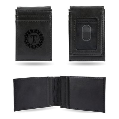 Texas Rangers Black Faux Leather Front Pocket Wallet