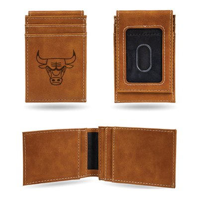 Chicago Bulls Brown Faux Leather Front Pocket Wallet