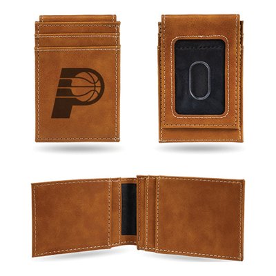 Indiana Pacers Brown Faux Leather Front Pocket Wallet