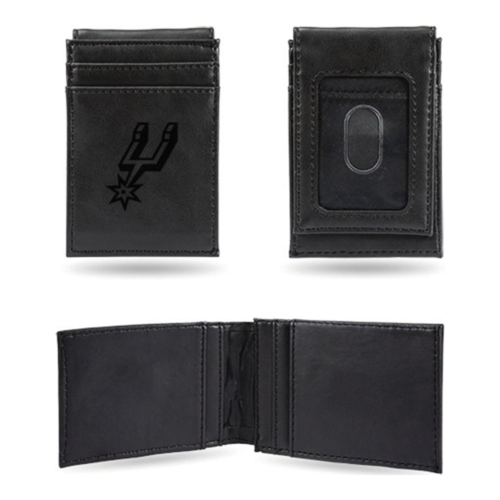 San Antonio Spurs Black Faux Leather Front Pocket Wallet