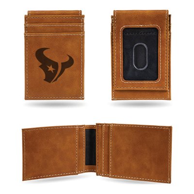 Houston Texans Brown Faux Leather Front Pocket Wallet