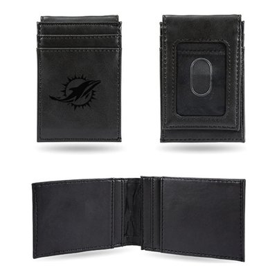 Miami Dolphins Black Faux Leather Front Pocket Wallet