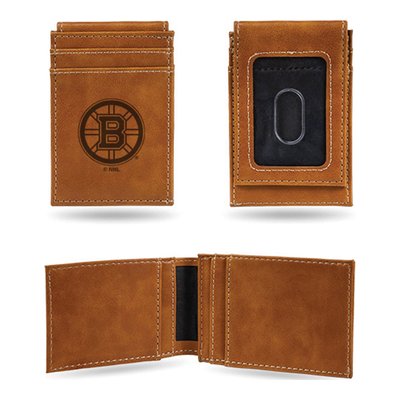 Boston Bruins Brown Faux Leather Front Pocket Wallet
