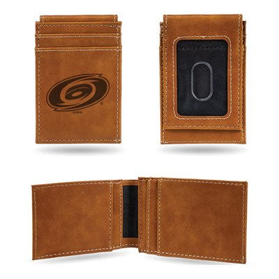 Carolina Hurricanes Brown Faux Leather Front Pocket Wallet
