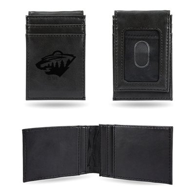 Minnesota Wild Black Faux Leather Front Pocket Wallet