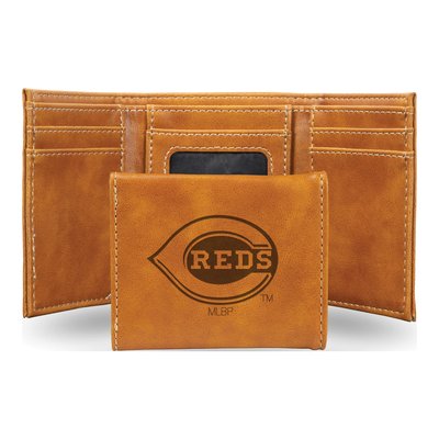 Cincinnati Reds Brown Faux Leather Trifold Wallet