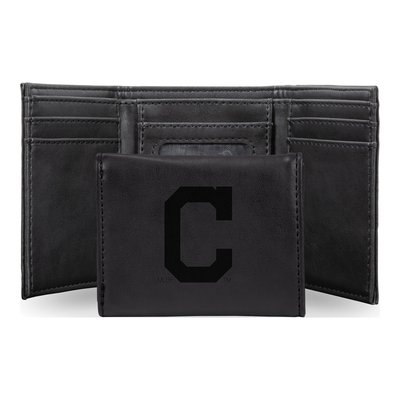 Cleveland Indians Black Faux Leather Trifold Wallet