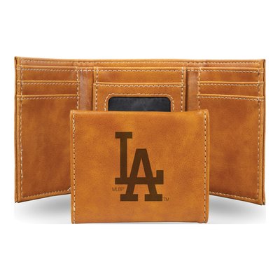 LA Dodgers Brown Faux Leather Trifold Wallet