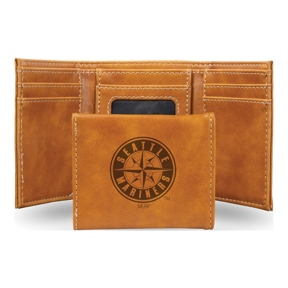 Seattle Mariners Brown Faux Leather Trifold Wallet