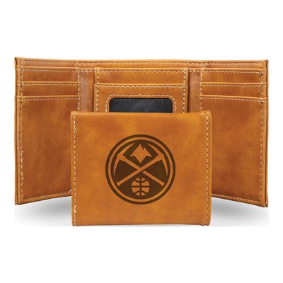 Denver Nuggets Brown Faux Leather Trifold Wallet