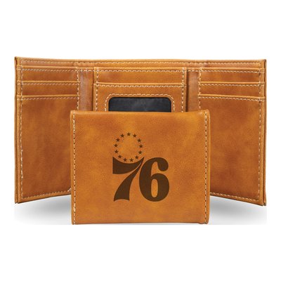 Philadelphia 76ers Brown Faux Leather Trifold Wallet