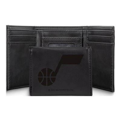 Utah Jazz Black Faux Leather Trifold Wallet