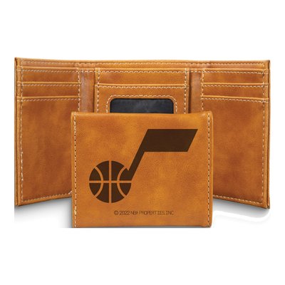 Utah Jazz Brown Faux Leather Trifold Wallet