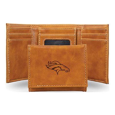 Denver Broncos Brown Faux Leather Trifold Wallet
