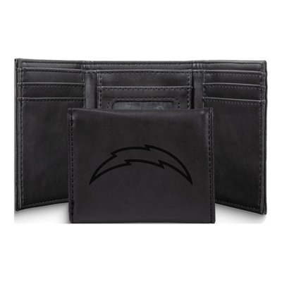 LA Chargers Black Faux Leather Trifold Wallet