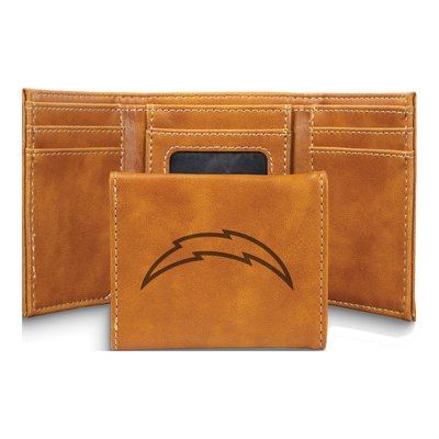 LA Chargers Brown Faux Leather Trifold Wallet