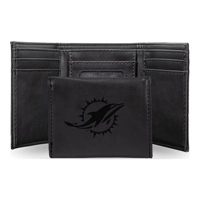 Miami Dolphins Black Faux Leather Trifold Wallet