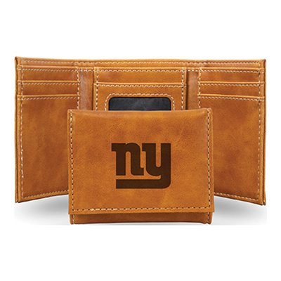 NY Giants Brown Faux Leather Trifold Wallet