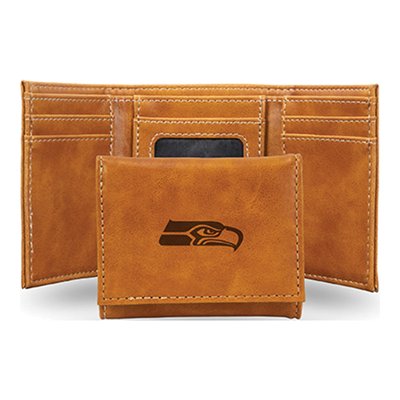 Seattle Seahawks Brown Faux Leather Trifold Wallet